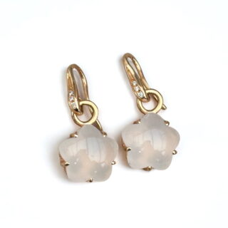 Pendants d’oreilles quartz roses en or 18 carats d’occasion