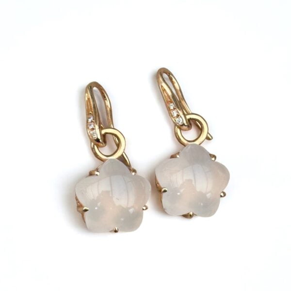 Pendants d'oreilles quartz roses en or 18 carats d'occasion