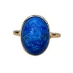 Bague En Or Jaune 18 Carats Avec Lapis-lazuli Et Diamants - Taille 58.5