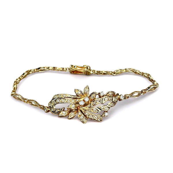 Bracelet motif floral en or 18 carats serti de diamants