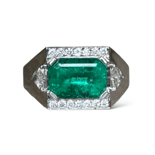 Chevalière émeraude diamants en or