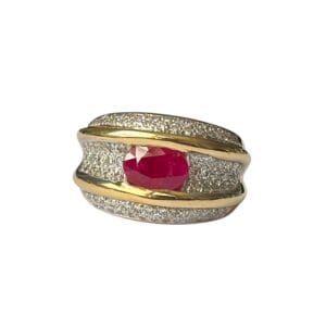 Bague rubis diamants en or 18 carats