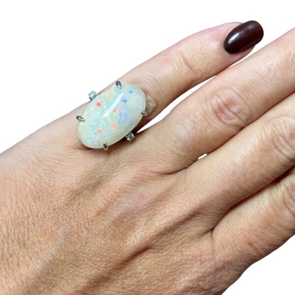 Bague Opale Arlequin et Diamants