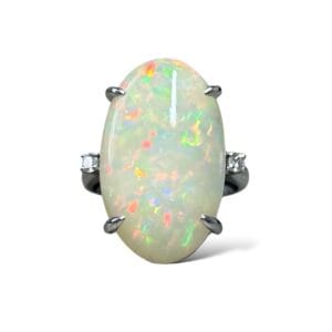 Bague Opale Arlequin et Diamants