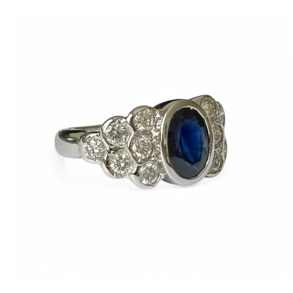 Bague saphir diamants en or blanc