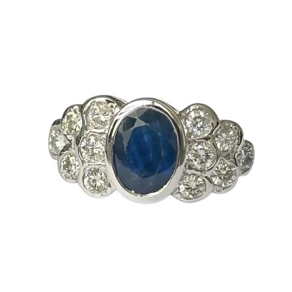 Bague saphir diamants en or blanc