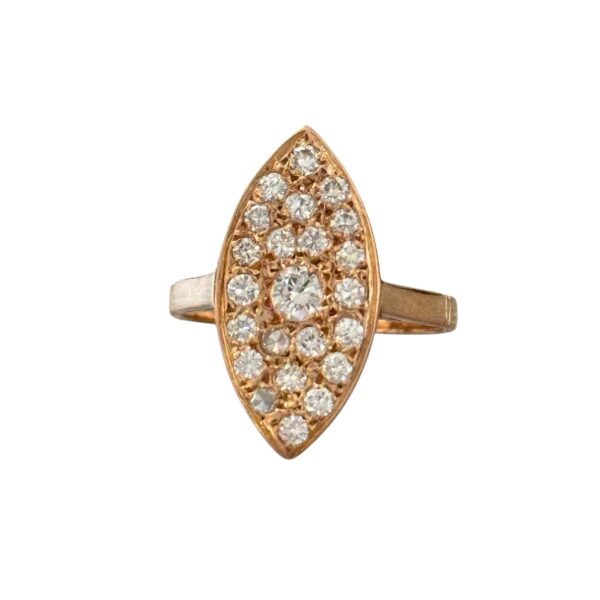 Bague marquise en or 18 carats sertie de diamants