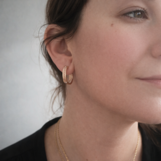 Créoles ajourées en or rose 18 carats 23 mm – boucles d’oreilles élégantes – 3,45 g