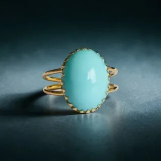 Bague Turquoise Naturelle 8,40 Carats en Or Jaune 18 Carats – Taille 57