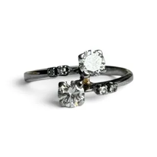 Bague Toi et Moi en or blanc 18 carats et diamants – 0,64 carat